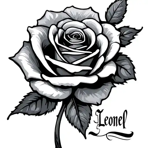 Leonel Name Written With A Rose