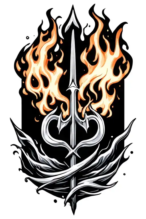 Water Trident And Fire