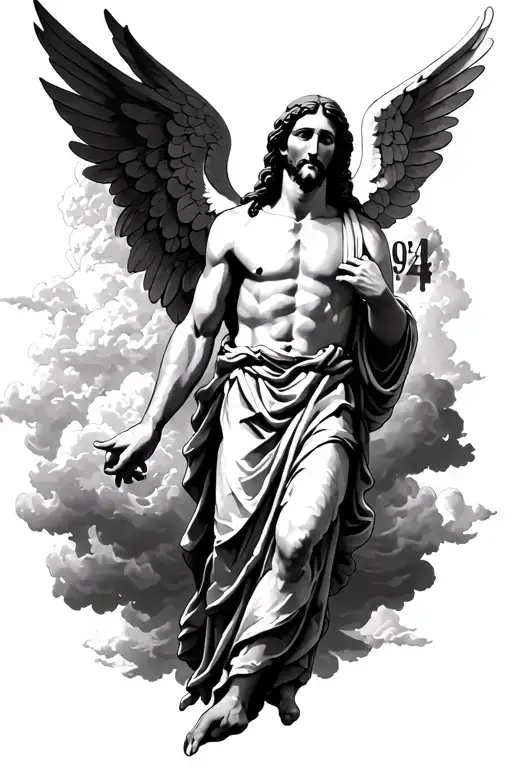 Sleeve With Jesus Number 94 Surrounded By Angel And Clouds