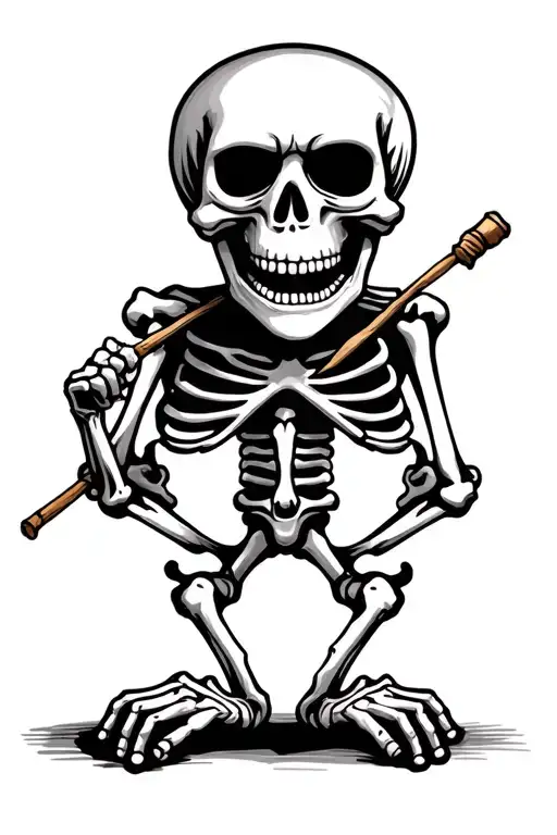 Winking Skeleton With A Stick Of Dynamite In His Teeth