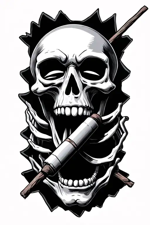 Winking Skeleton With A Stick Of Dynamite In His Teeth