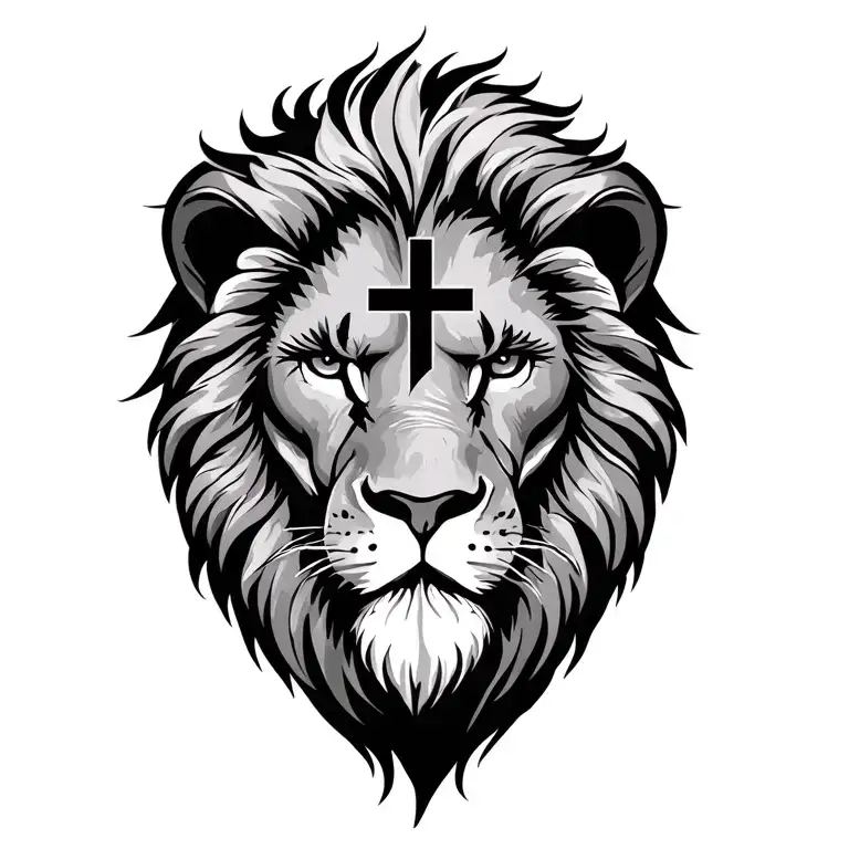 Lion Head With A Cross Through The Eye