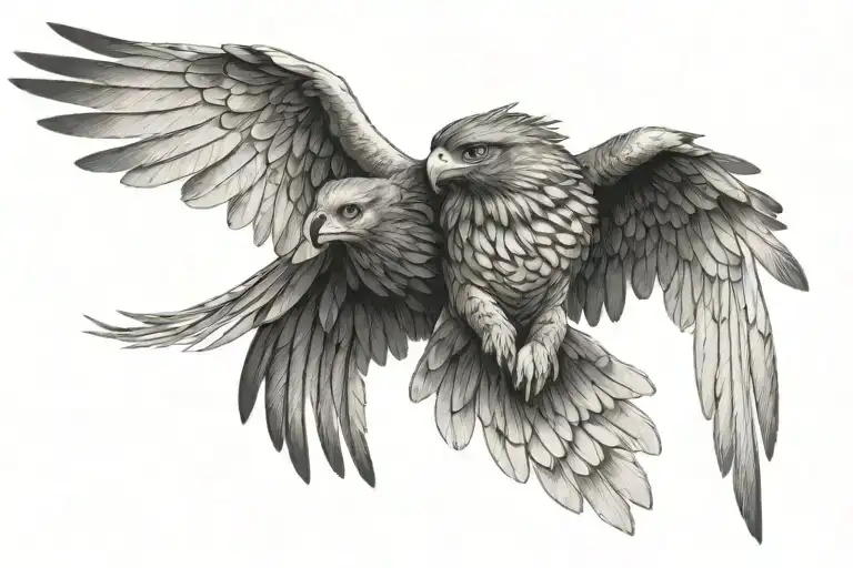 Hawk With Wings Spread Wrapping Itself