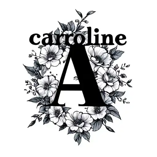 The Name Caroline But The A Marked Out With An X And An O Above The A In A Pretty Font With