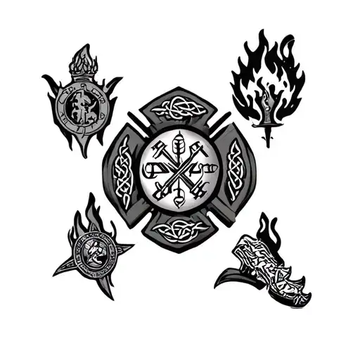 Celtic Arm Sleeve With Firefighting Symbols Incorporated
