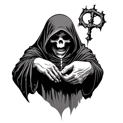 The Grim Reaper Holding A Young Boys Hand Realistic