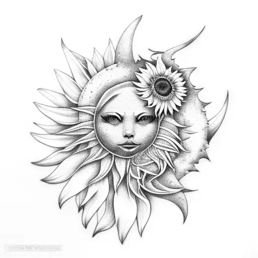 Crescent Moon Wren Daisies Sunflowers