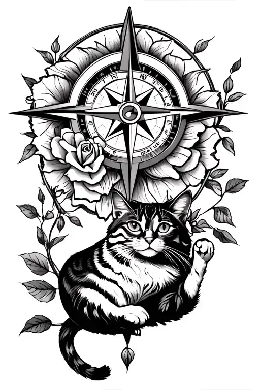 Rose Compass And Wild Cat Playing