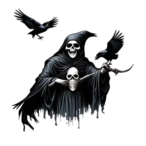 Grim Reaper And Crows