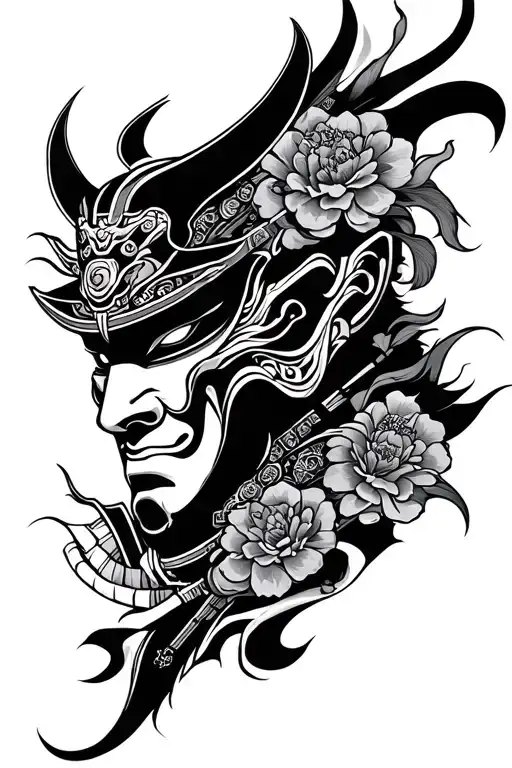 Samurai And Hannya Mask Sleeve