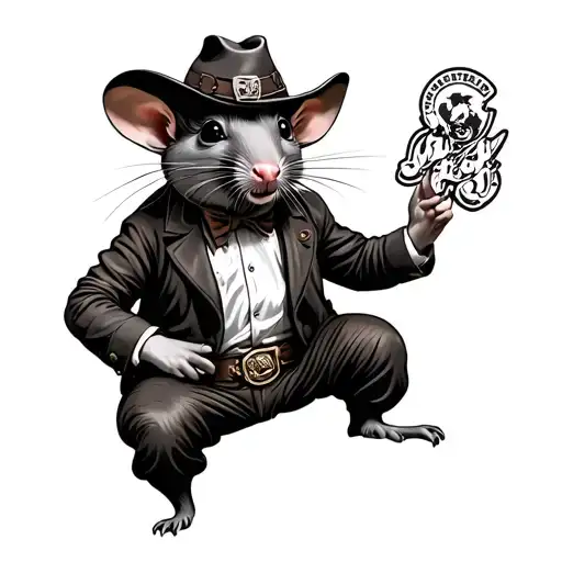 Rat Dressed Like A Cowboy Holding