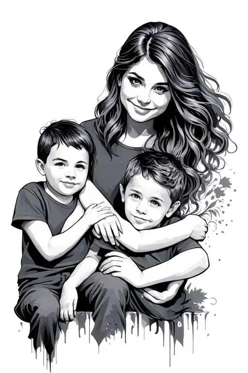 Mother With Two Sons