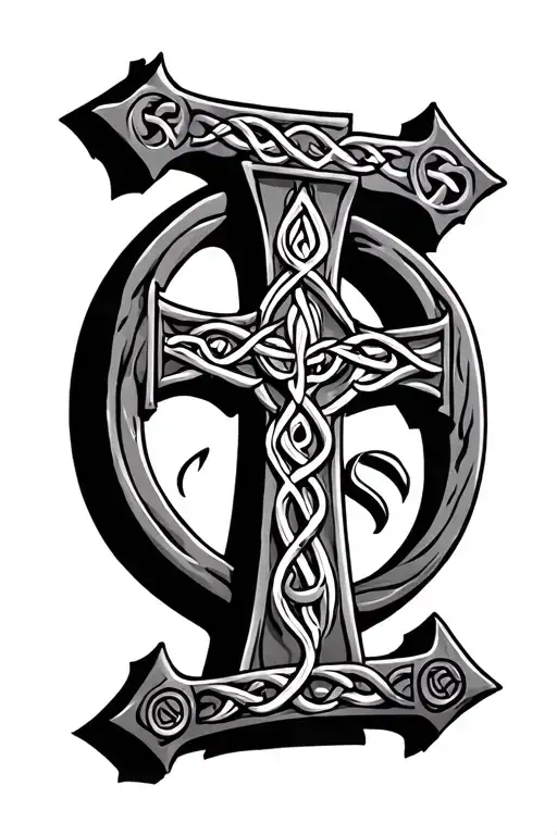 Christian Cross With Celtic Symbols Engraved Inside It