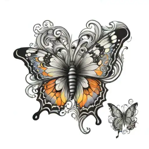 Papillon Butterfly Surrounded By Swirling Psychedelic Colors