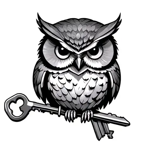 Owl Holding Two Keys