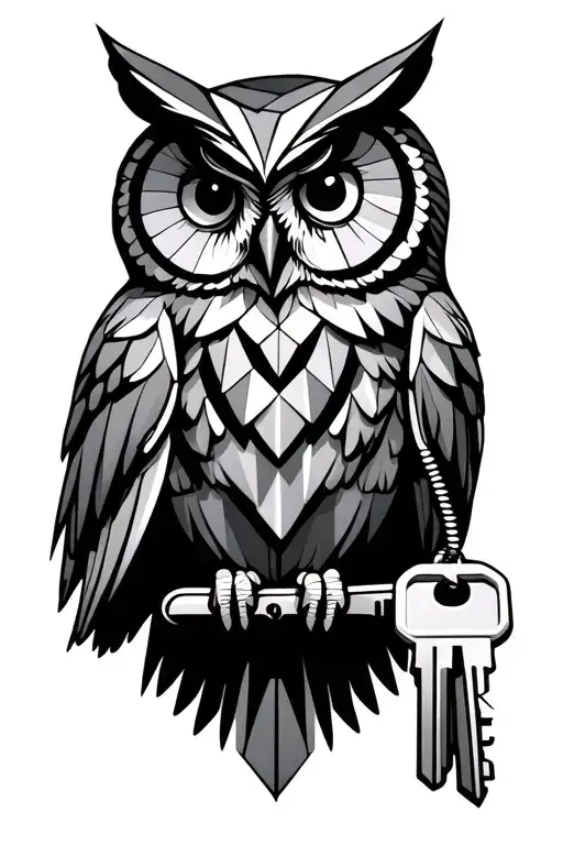 Geometric Owl Holding Keys