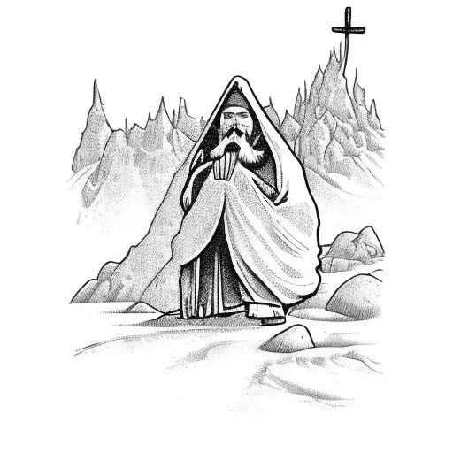 Hermit Tarot Card On A Mountain