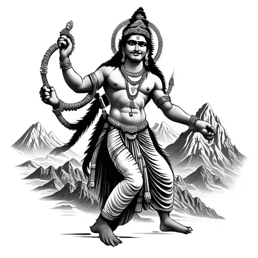 Hindu God Hanuman Carrying The Mountain Range