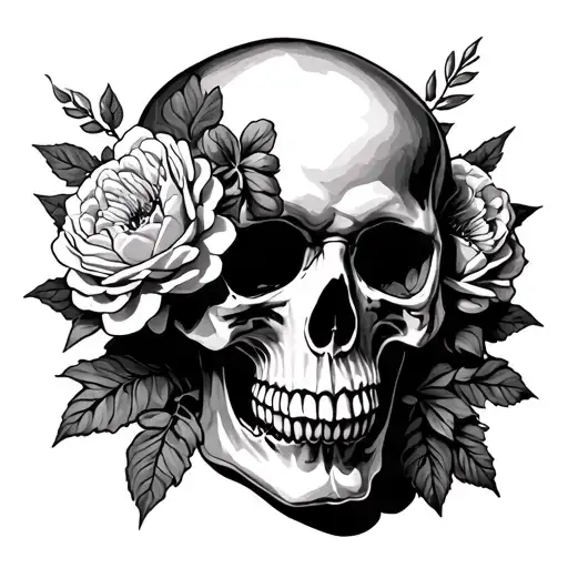 Skull And Carnations