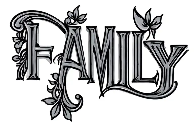 A Simple Fine Line Design Of The Word Family Using Italic Font