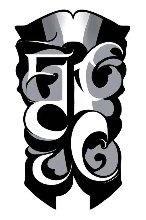 Abstract Neck Tattoo For E And C Initials