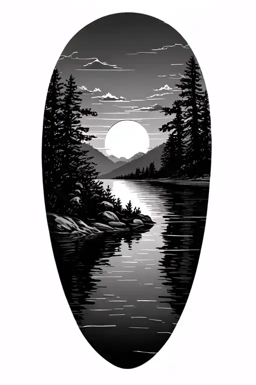 Lake View Sunset Reflecting