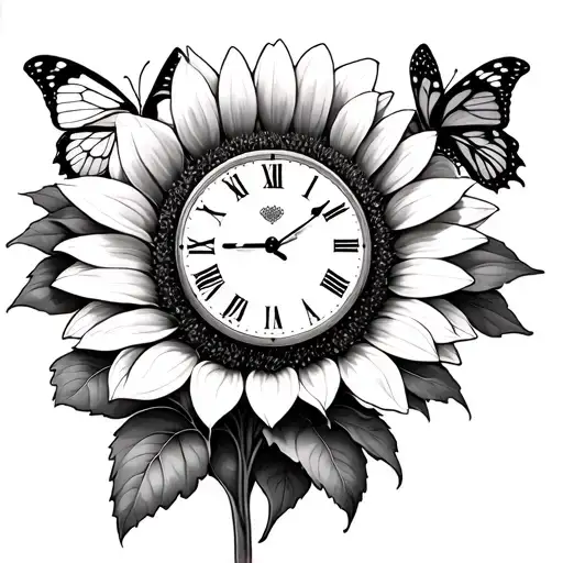 Healing Clock Sunflower And Butterfly