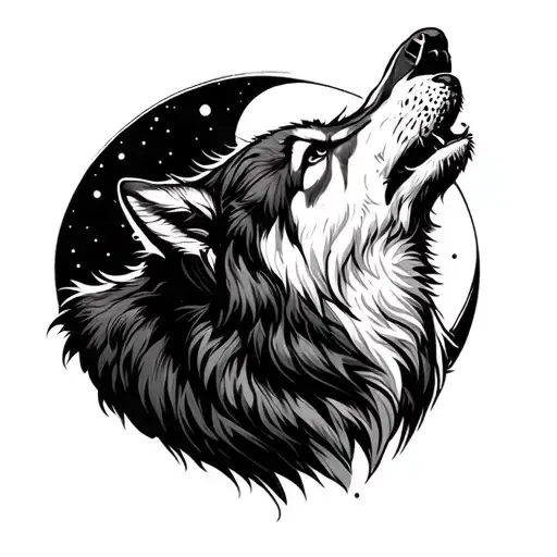 Grizly And Wolf Howling At The Moon