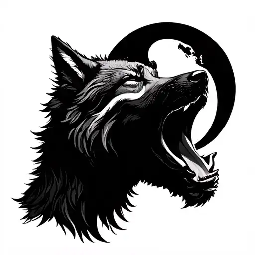 Grizly And Wolf Howling At The Moon Surrounded