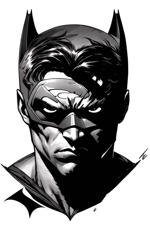 Superman Using His Lazer Vision To Burn His Symbol Into The Batman Symbol