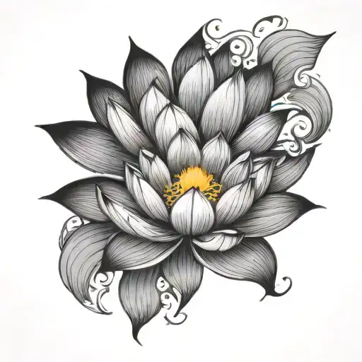 A Pattern Of Water Waves And Lotus Flowers Representing Meditation And Tranquility