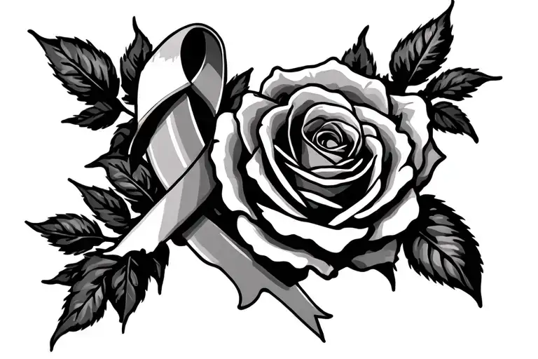 Roses With Cancer Ribbon