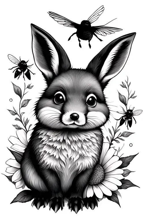 Bunny Bees Flowers Fox Fantail Bird Flying
