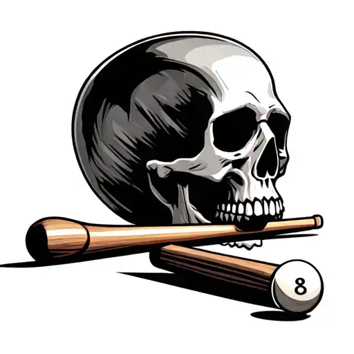 Skull With Billiard Cues For Bones