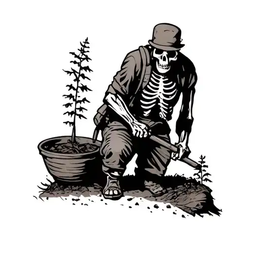 Skeleton Lumberjack Planting Saplings