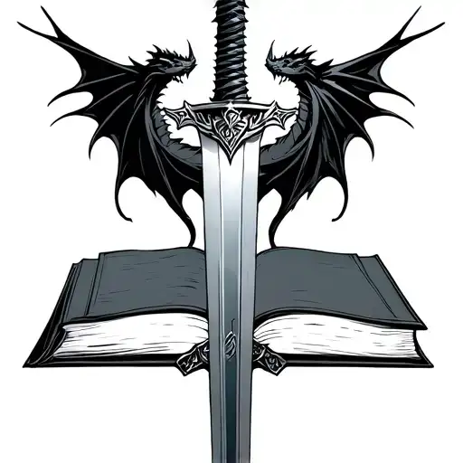 Sword Of Shera With Books With Rwby Moon And Dragons