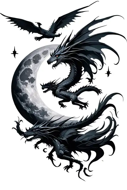 Rwby Moon With Flying Dragons