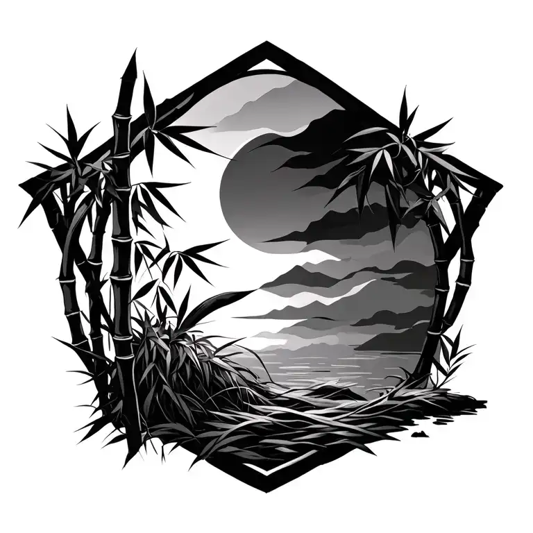 Bamboo Sticks Going Down Back