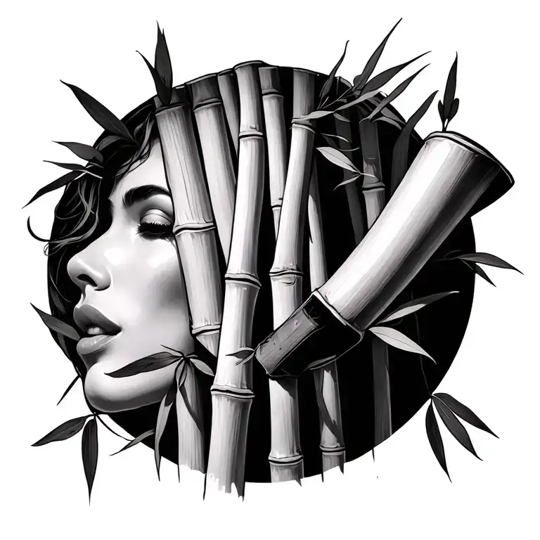 Bamboo Sticks Going Down Back