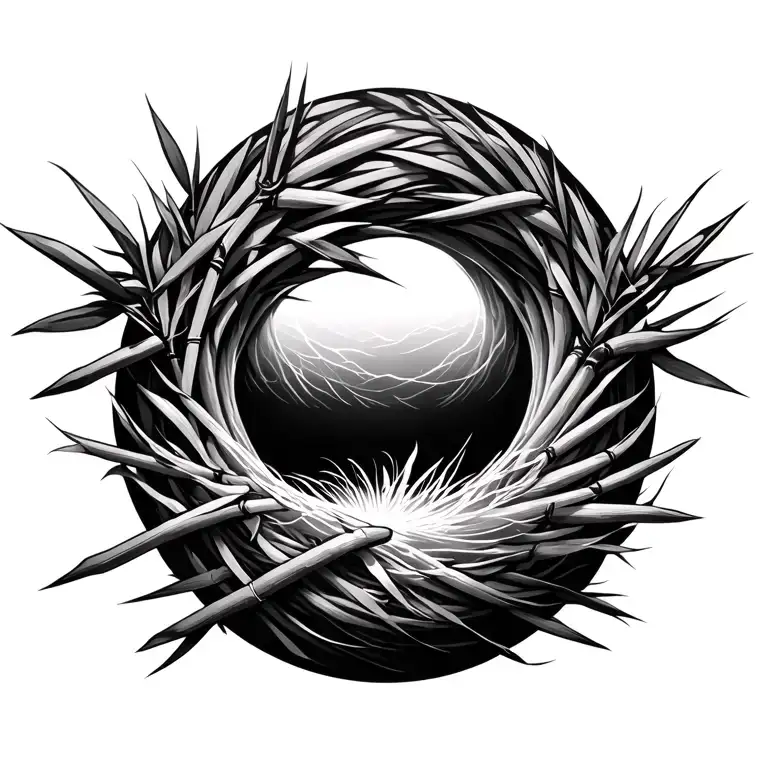 Bamboo Sticks Going Down Back