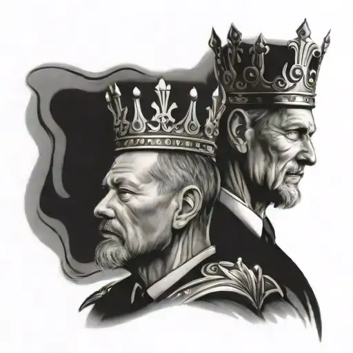 Father And Son Tattoo With King Crown