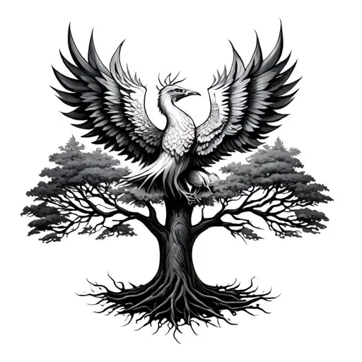 Tree Of Life With Phoenix In The Tree
