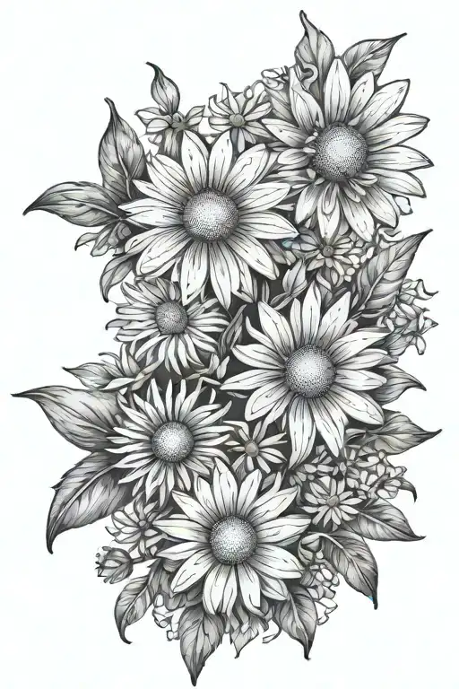 Daisy And Aster Flowers Mixed Together