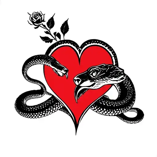Snake Wolf Rose Heart