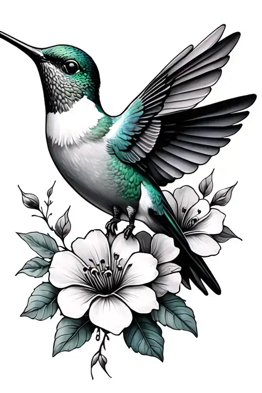 Hummingbird With Flowers