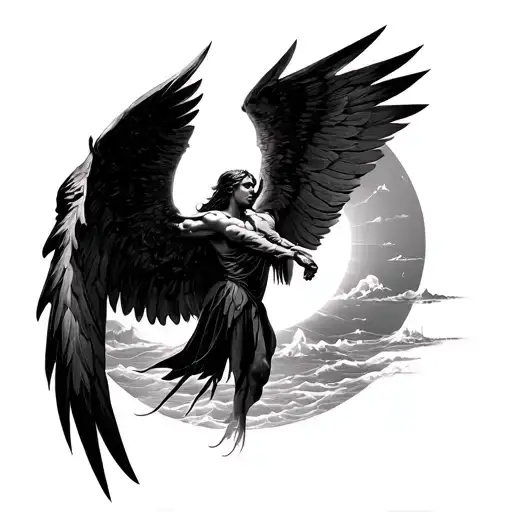 Icarus Falling Sun Setting