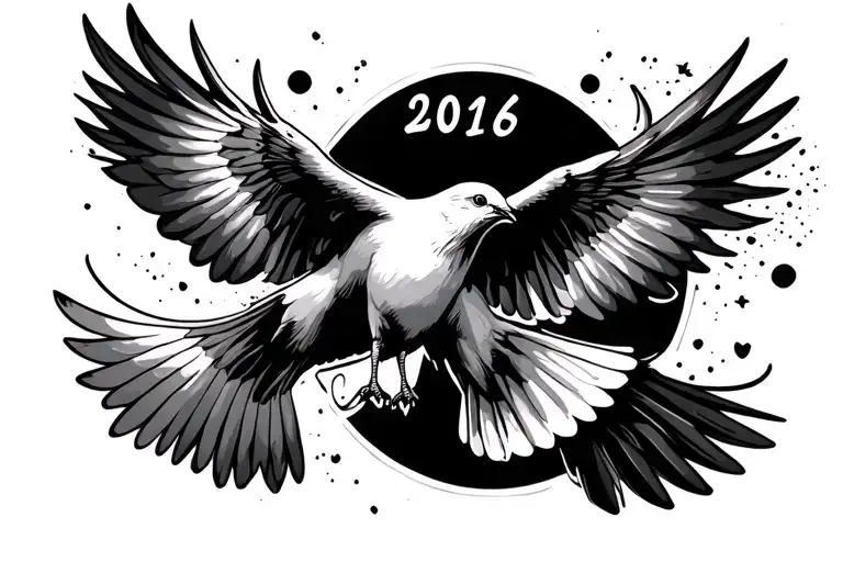 2016 And 2024 With Dove Flying Away