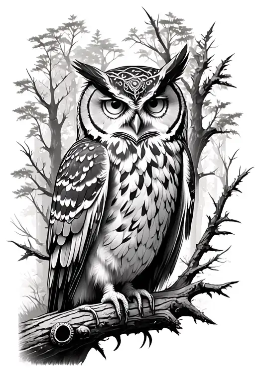 Athena Owl Forest Scene