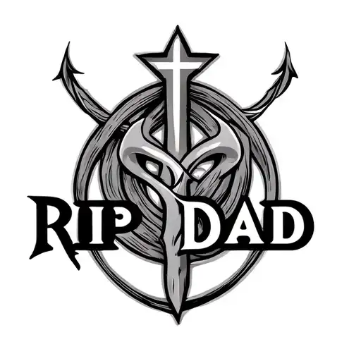 Rip Dad Religious Symbol Intertwined