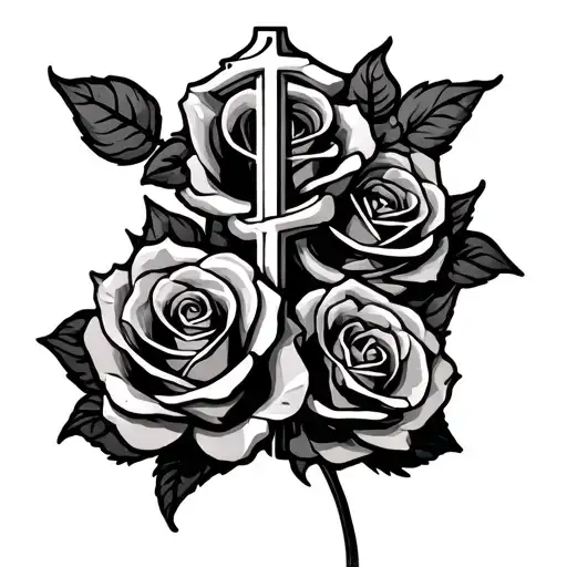 Rip Dad Religious Symbol Intertwined Roses